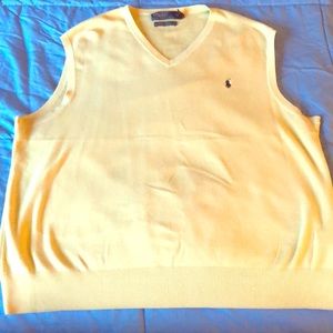 Polo Sweater Vest: Yellow w/ navy blue embroidery